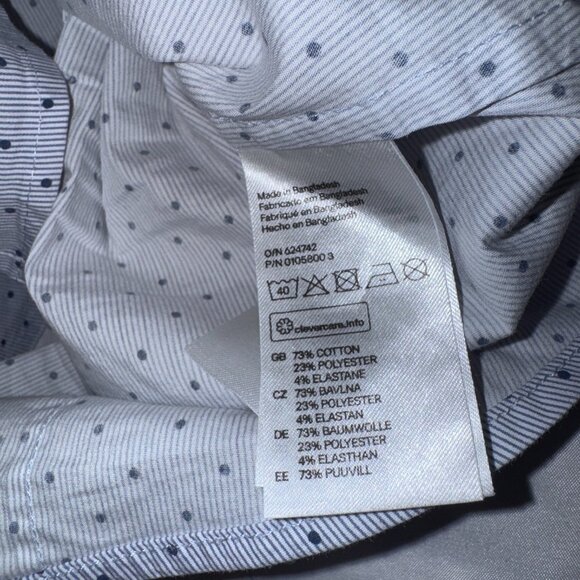H&M Women’s Blue Polka Dot V-neck Button Down Shirt 12 Long Sleeve Size - Picture 7 of 8